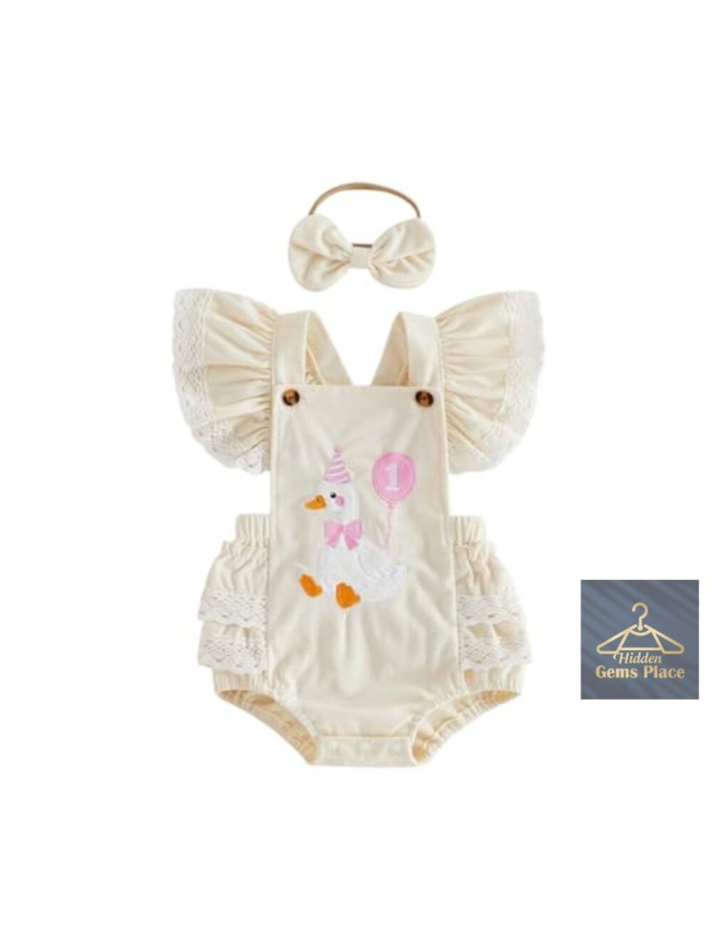 Toddler Girl Lace Ruffle Romper Onesie Birthday Outfit Animal Embroidery Cake